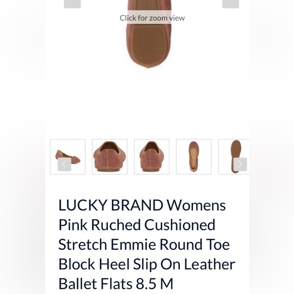 Lucky 🍀 Brand Pink Ruched Cushioned stretch Emmie leather ballerina flats - Picture 4 of 4